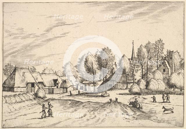 Country Village with Church Tower from Multifariarum casularum ruriumque lineamenta cur..., 1559-61. Creator: Johannes van Doetecum I.