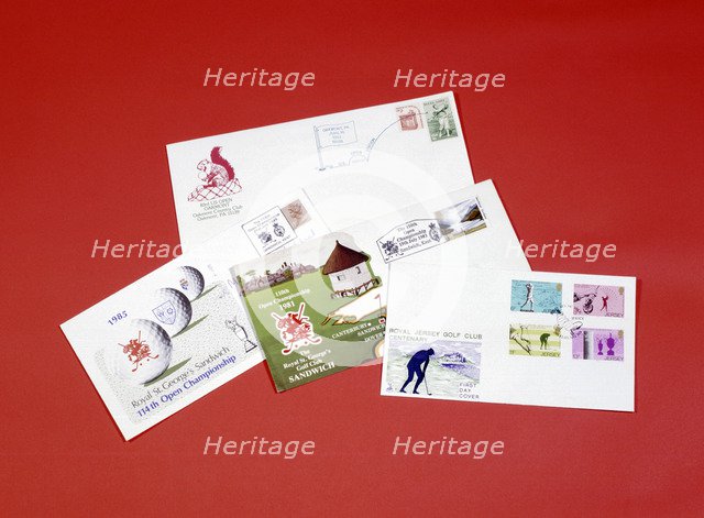 First day covers for golf tournaments, 1980s. Artist: Unknown