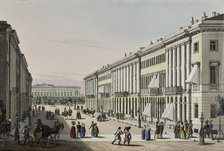 The Mikhailovskaya Street with view of the Michael Palace in St. Petersburg, First half of the 19th  Artist: Beggrov, Karl Petrovich (1799-1875)