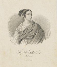 Portrait of the singer and actress Sophie Schröder (1781-1868) as Sappho , 1833. Creator: Anonymous.
