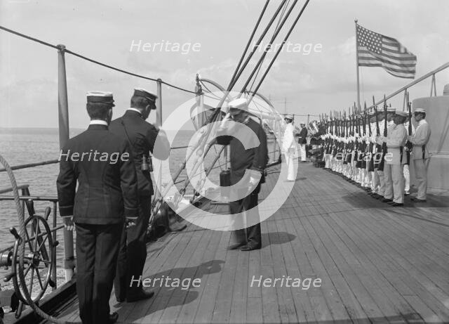 U.S.S. New York, Admiral Farquhar leaving the ship, 1899, 1899. Creator: Unknown.