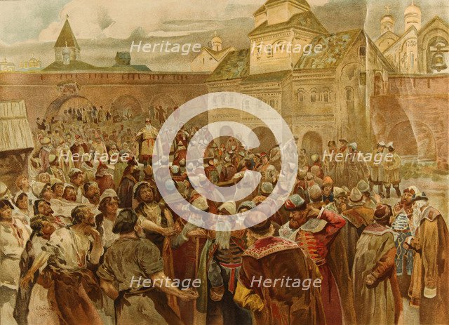 The Veche in the republic of Novgorod, 1907. Artist: Lebedev, Klavdi Vasilyevich (1852-1916)