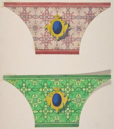 Two designs for the painted decoration of ceiling coves with cartouches, 1830-97. Creators: Jules-Edmond-Charles Lachaise, Eugène-Pierre Gourdet.