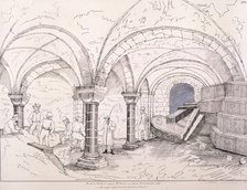 Crypt of St Mary-le-Bow, c1819. Artist: Frederick Nash