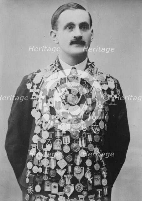 Oscar Mathisen with medals, between c1915 and c1920. Creator: Bain News Service.