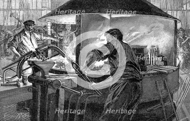 Making bicycle handlebars, France, 1896. Artist: Unknown