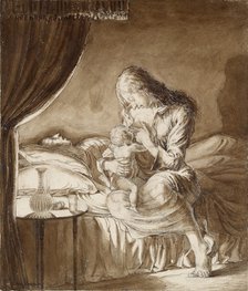 Night Scene-Woman feeding her Child, c1900s. Artist: Maxwell Gordon Lightfoot.