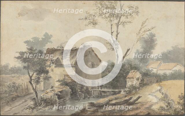 Mill with Bridge and Figures. Creator: Louis Gabriel Moreau.