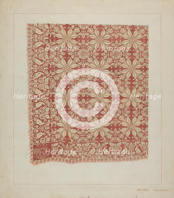 Woven Coverlet, c. 1937. Creator: James M. Lawson.