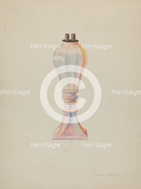 Whale Oil Lamp, 1935/1942. Creator: David S De Vault.