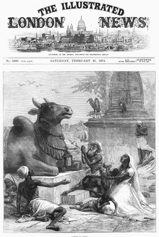 Praying to Nandi for relief from Famine, Bengal, India, 1874. Artist: Unknown