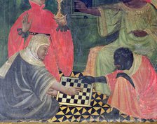 Moor and Christian playing chess, table in the 'Altar of St. Nicholas, Saint Clara and Saint Anth…