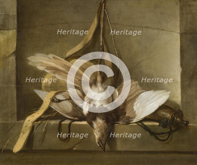 Still Life with a Dead Bird and Hunting Gear, 1744. Creator: Guillaume-Thomas Taraval.