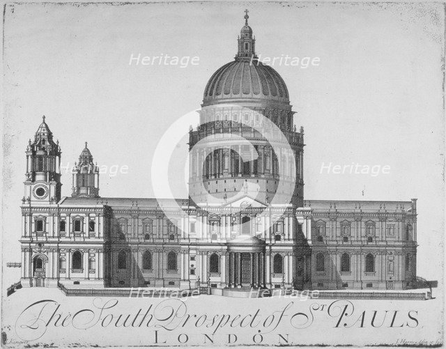 South view of St Paul's Cathedral, City of London, 1720. Artist: John Harris