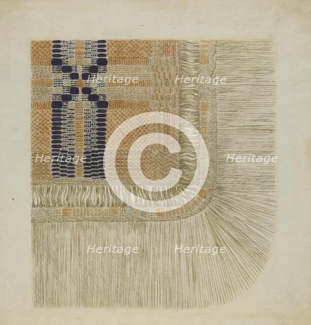 Handwoven Coverlet (Detail), c. 1937. Creator: Fred Peterson.