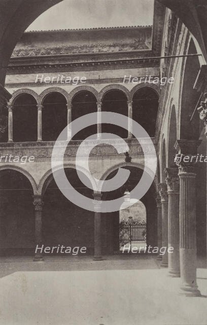 Inner courtyard, Palazzo Bevilacqua, Bologna, between 1880-1886. Creator: Giorgio Sommer.