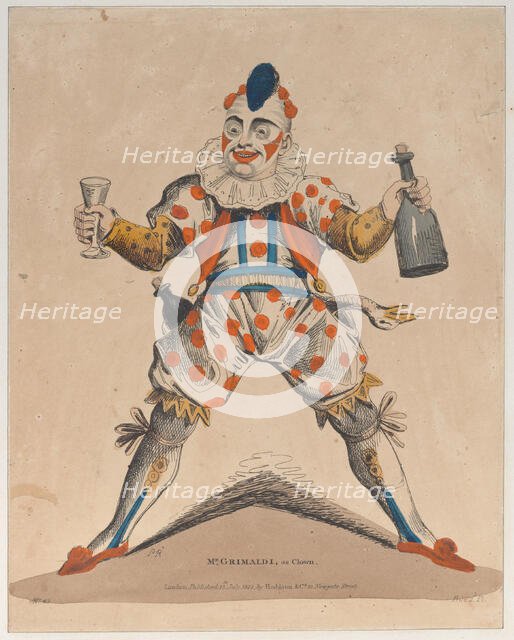 Mr. Grimaldi as Clown, July 13, 1822. Creator: Possibly Piercy Roberts (British, active 1794-1828).
