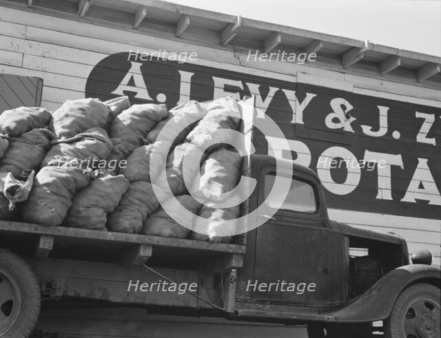 Potato shed during season, across the road..., Tulelake, Siskiyou County, California, 1939 Creator: Dorothea Lange.