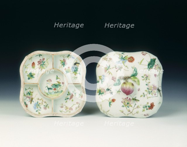 Famille rose box with flowers and insects, Qing dynasty, China, 1821-1850. Artist: Unknown