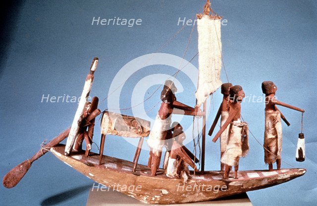 Funerary boat of painted wood, 9th Dynasty, Ancient Egypt, 2232-2140 BC. Artist: Anon