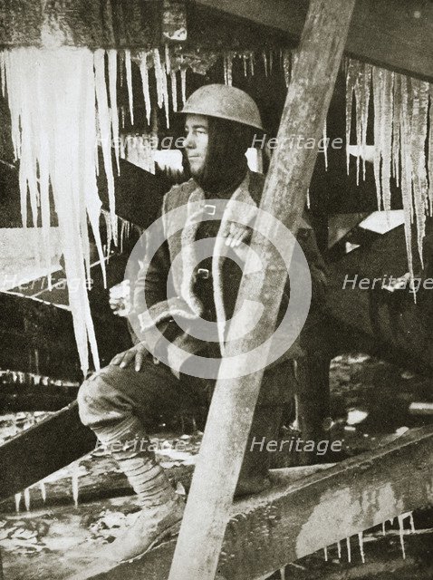 A wintry scene on the Western Front, the Somme, France, World War I, c1916. Artist: Unknown