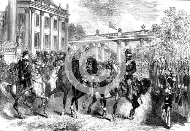 The King of Italy in Berlin: review of the guards, 1873. Creator: Unknown.