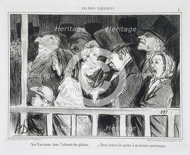 Des Parisiens dans l'attente du plaisir.., 1855. Creator: Honore Daumier.
