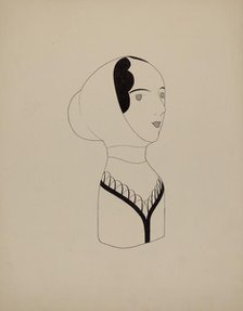 Hat Mannequin and Bonnet, c. 1937. Creator: Howard Weld.