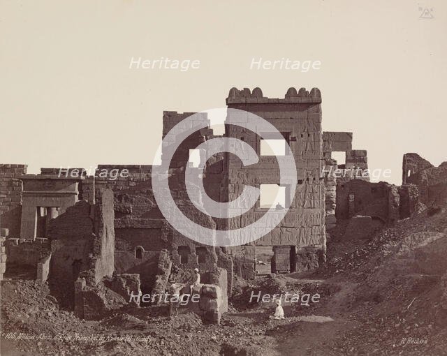Madinet Habu, Interior of the Entrance Gate of Mortuary Temple of Ramesses III, late 19th century. Creator: Henri Bechard.