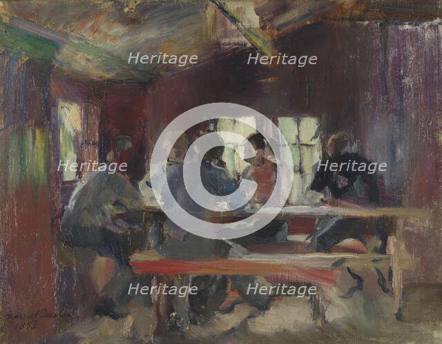 Card Players (sketch), 1893. Creator: Harriet Backer.