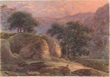 Traveller in a Mountainous Landscape at Sunset, 1800/1805. Creator: Franz Kobell.