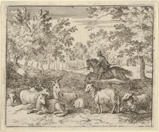 The Shepherd on Horseback Chases the Stag, 1650-75. Creator: Allart van Everdingen.