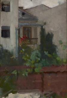 Architectural Landscape-View of a Yard-two-sided painting, c1885. Creator: Olga Boznanska.