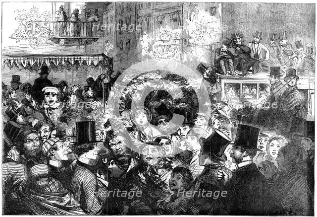 Street scene during the peace illuminations, 1856.Artist: W Thomas