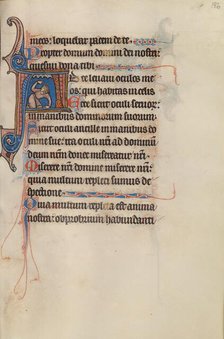 Initial A: A Kneeling King Pointing to His Crown and Touching the Ground, about 1285. Creator: Bute Master.