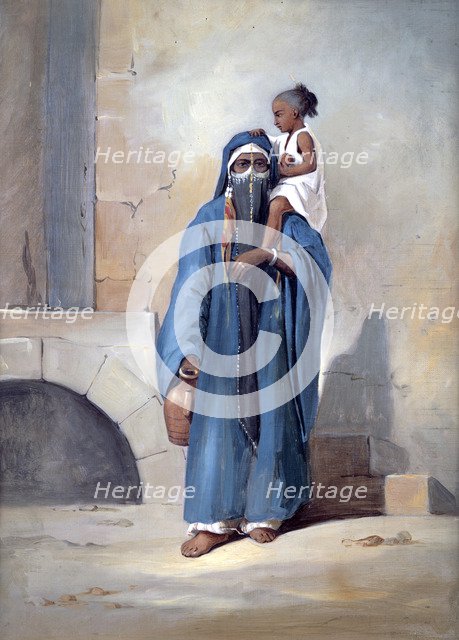 Veiled Egyptian Woman', mid 19th century. Artist: Emile Prisse D'Avennes