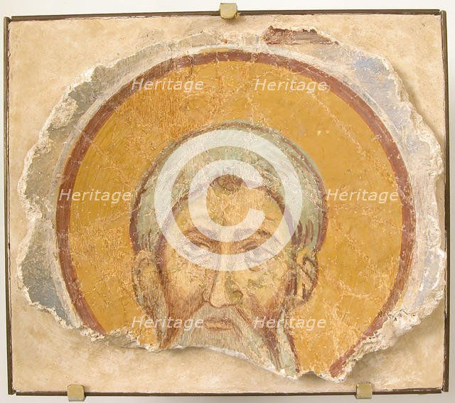 Wall Painting of a Male Saint, 12th century, modern restoration. Creator: Unknown.