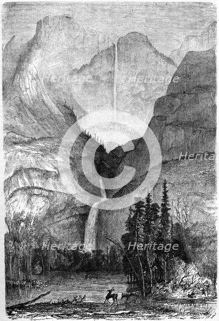 'Yosemite Falls', California, 19th century.Artist: Paul Huet