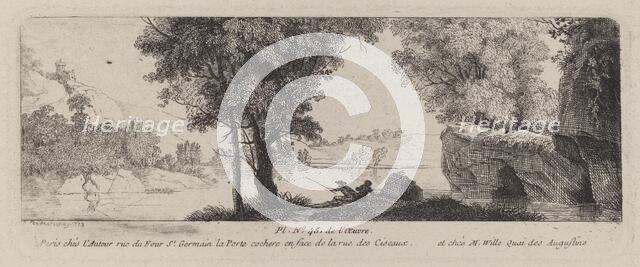 River Landscape with an Angler, 1773. Creator: Antoine de Marcenay Ghuy.