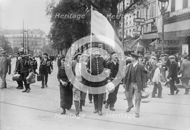 French Reservists going to R.R. station in Paris, between c1914 and c1915. Creator: Bain News Service.