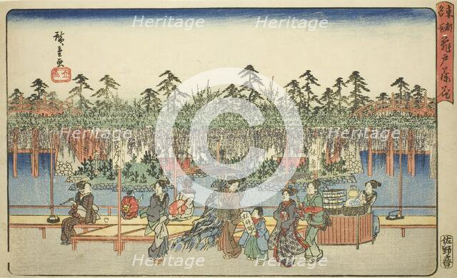 Wisteria at Kameido (Kameido Tenjin fuji hana), from the series "Famous Places in the...", c1839/42. Creator: Ando Hiroshige.