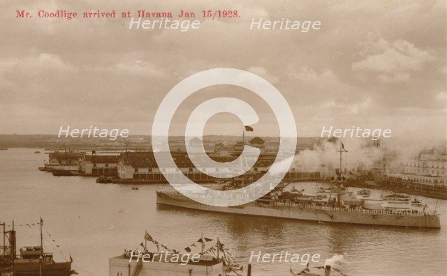 US President, Calvin Coolidge's arrival in Havana for Pan American Conference, 15 Jan 1928. Artist: Unknown
