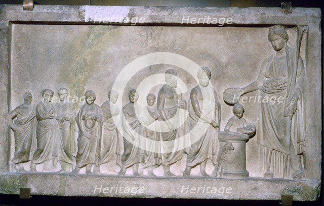Greek relief of a sacrifice to Demeter, 4th century BC. Artist: Unknown