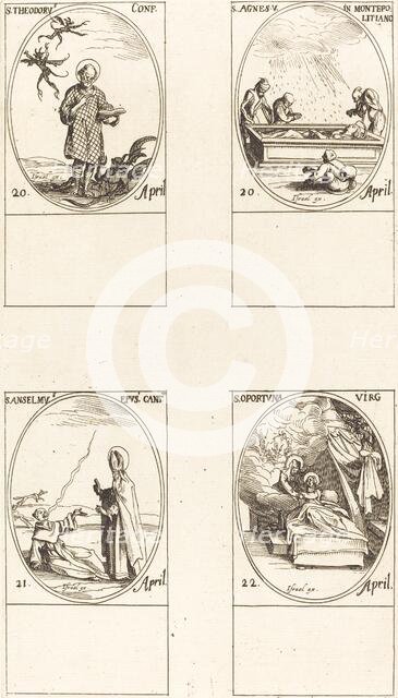 St. Theodorus; St. Agnes of Monte Pulciano; St. Anselme, Archbishop of Canterbury; St. Creator: Jacques Callot.