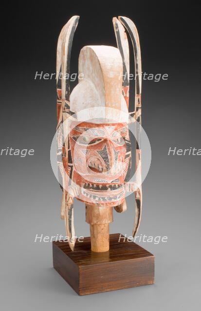 Human head on post for Malaggan funerary rituals, 1880-1920. Creator: Unknown.