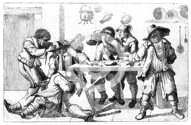 Drunken figures, c17th century. Artist: Unknown