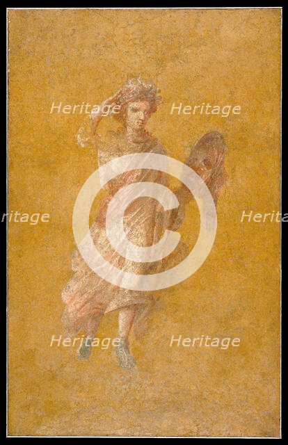 Fragment of a Yellow Fresco Panel with Muse, A.D. 1-79. Creator: Unknown.