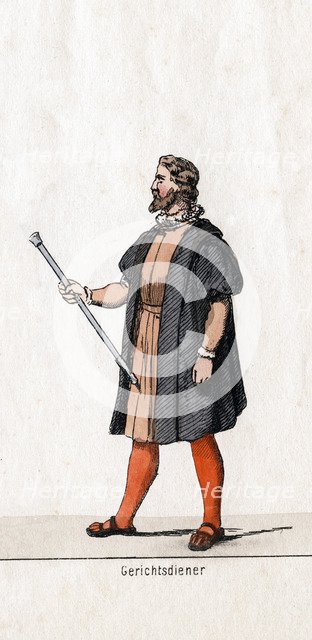 Court usher costume design for Shakespeare's play, Henry VIII, 19th century. Artist: Unknown