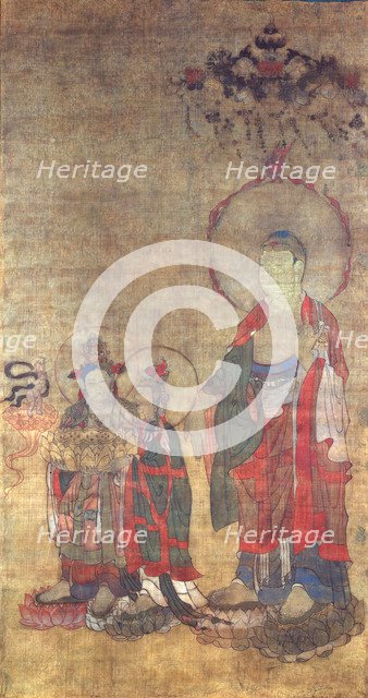 Greeting the Righteous Man on the Way to the Pure Land of Amitabha (Thangka), 12th century.