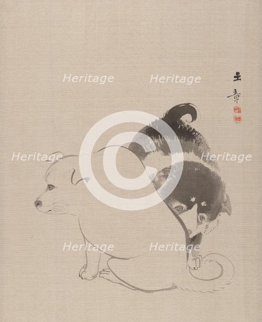 A Pair of Puppies, 1868. Creator: Gyokusho Kawabata.